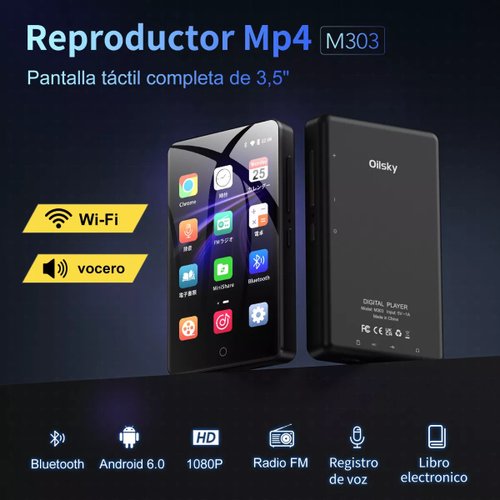 Reproductor De Música Mp3 Mp4 Wifi Bluetooth Spotify Táctil Negro