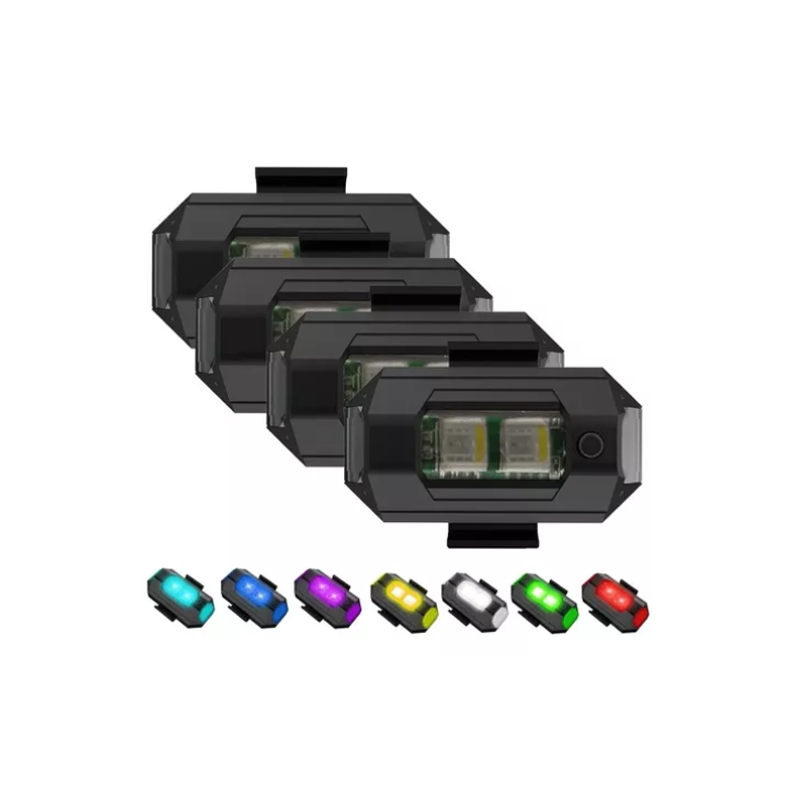 4 Mini Luces Estrobo Moto Y Bicicleta 7 Colores 31 Funciones