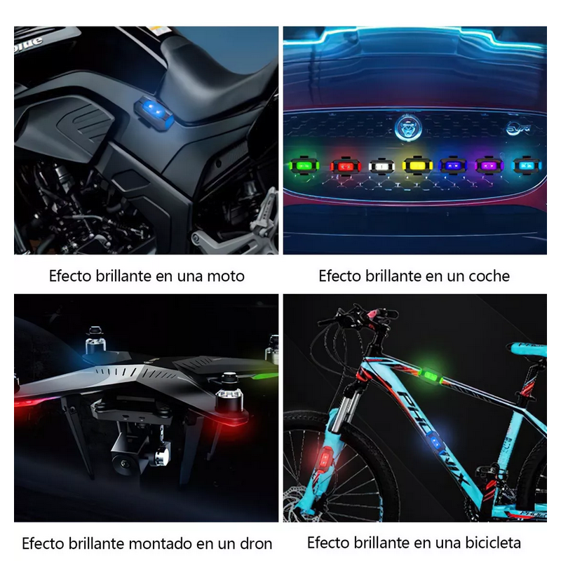 4 Mini Luces Estrobo Moto Y Bicicleta 7 Colores 31 Funciones