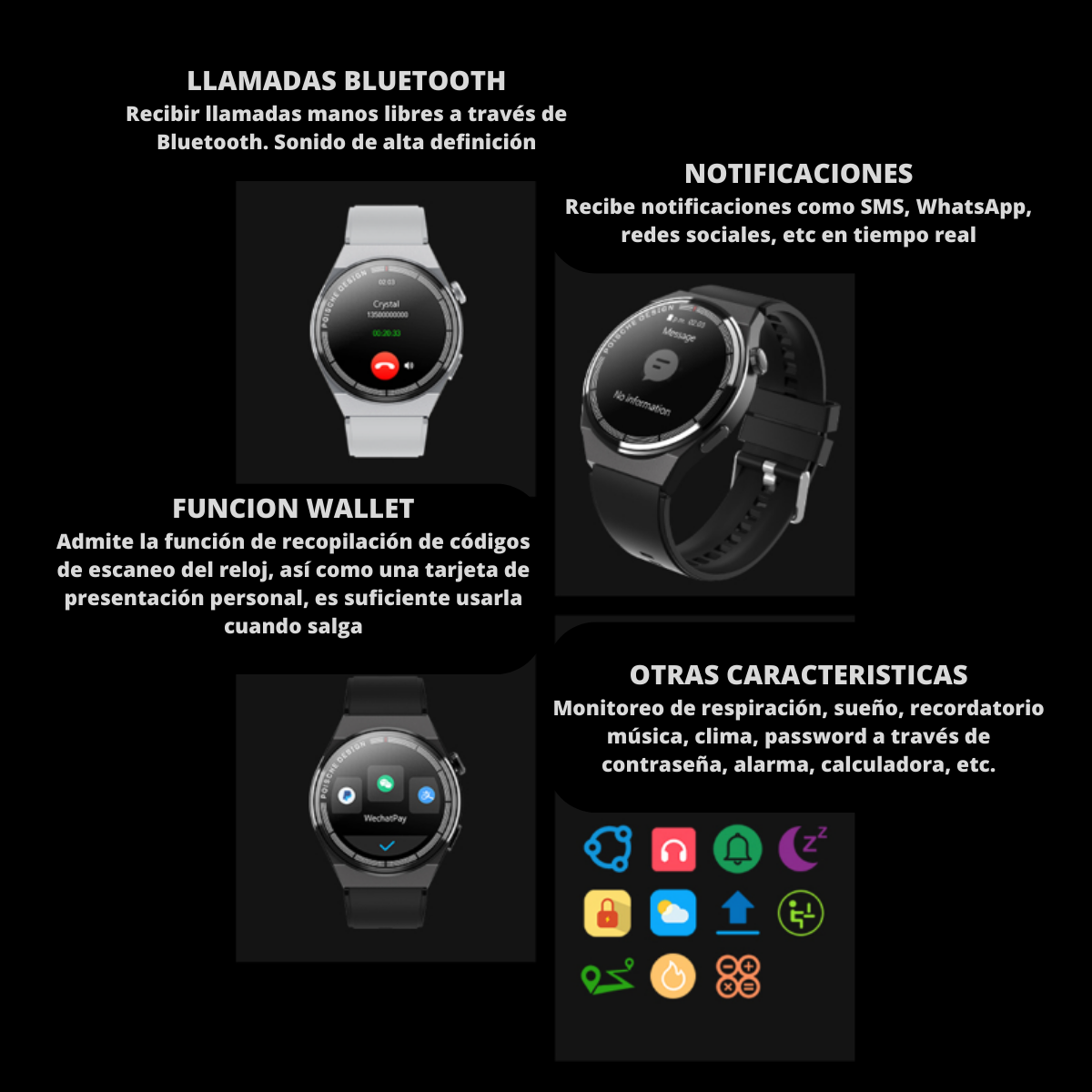 Reloj Inteligente Smartwatch Gt8 Max Con 2 Correas Color Negro