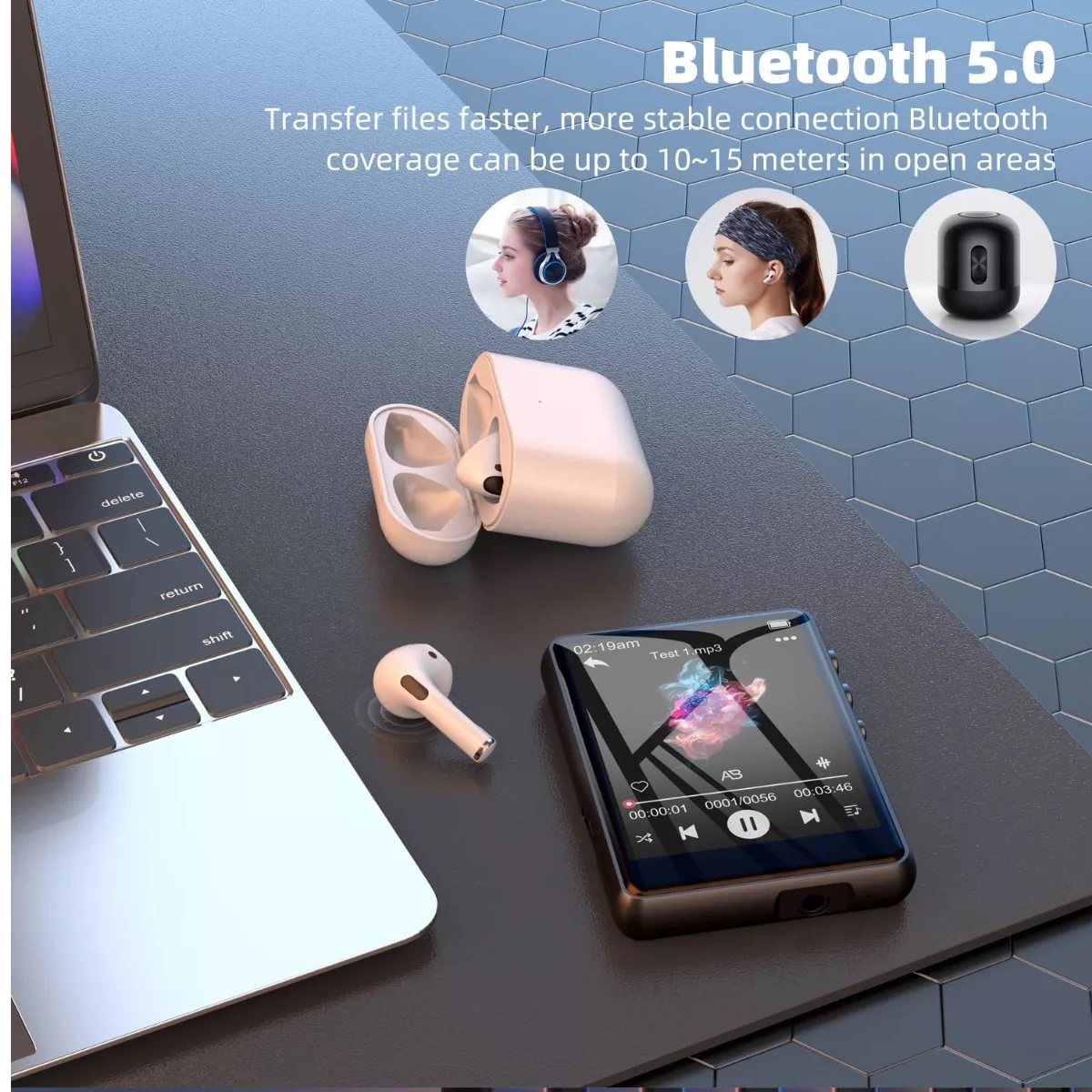 Reproductor Música Portátil Mp3 Mp4 Bluetooth Pantalla Tácti