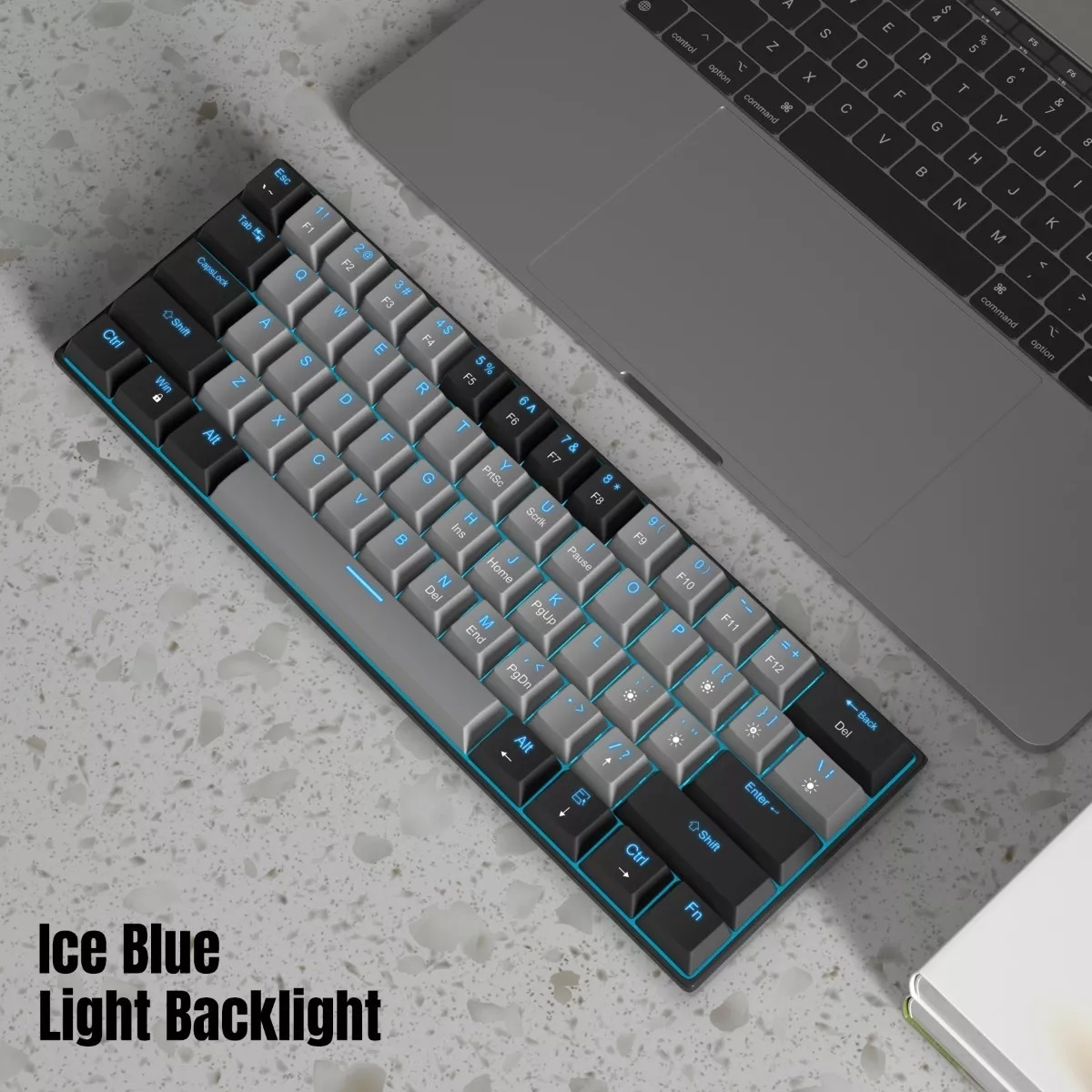 Teclado Gamer Desmontable Ingles Us Con Luz Blue Black Gery/Azul Axis