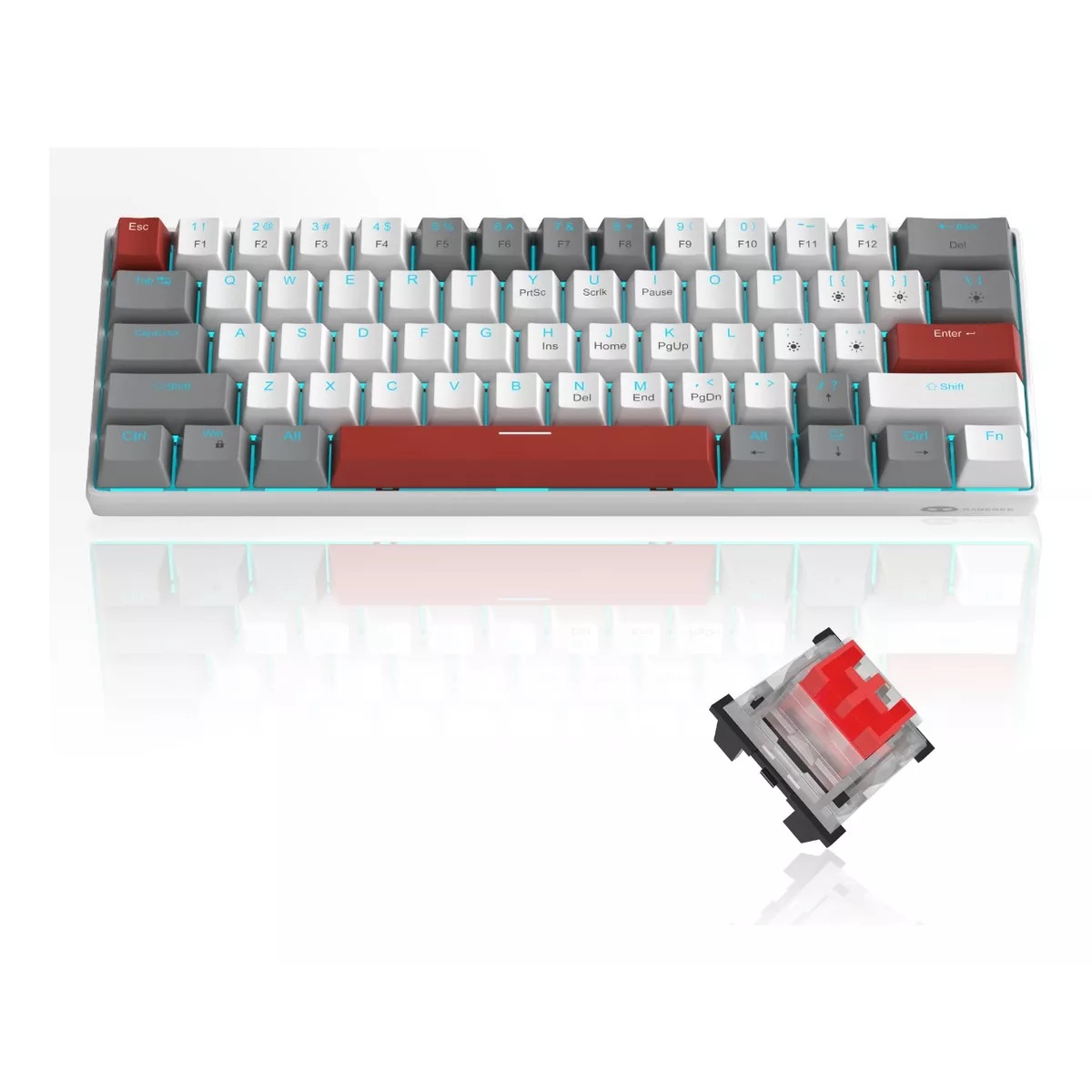 Teclado Gamer Desmontable Ingles Us Con Luz Blue Gery White/Red Axis