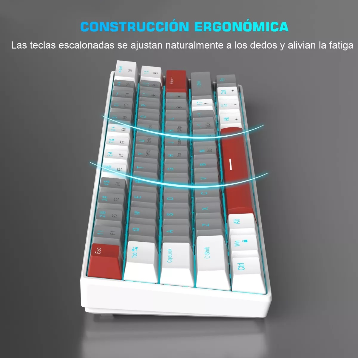 Teclado Gamer Desmontable Ingles Us Con Luz Blue Gery White/Red Axis