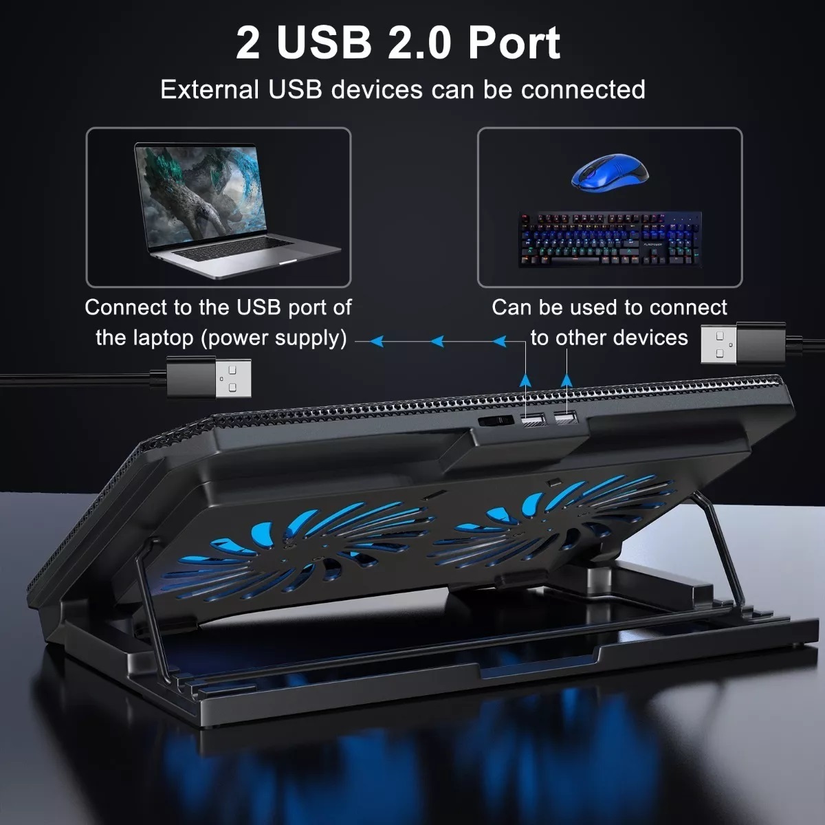 Alfombrilla De Enfriamiento Para Laptop Con 2 Ventiladores