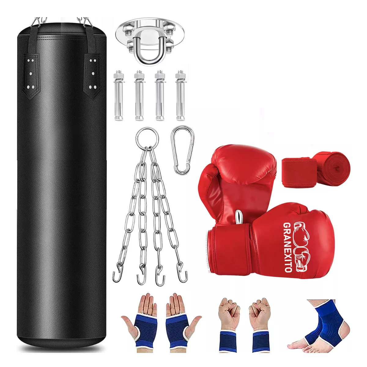 Kit Saco Bolsa Boxeo 1.2m Deportivo Costal De Boxeo Piel Premium