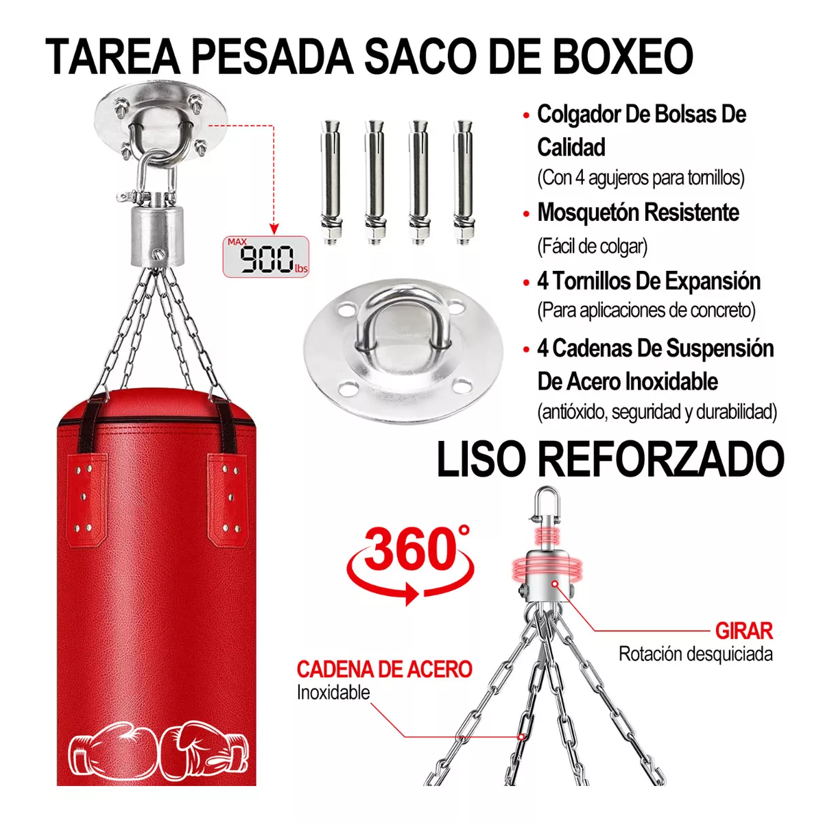 Kit Saco Bolsa Boxeo 1.2m Deportivo Costal De Boxeo Piel Premium