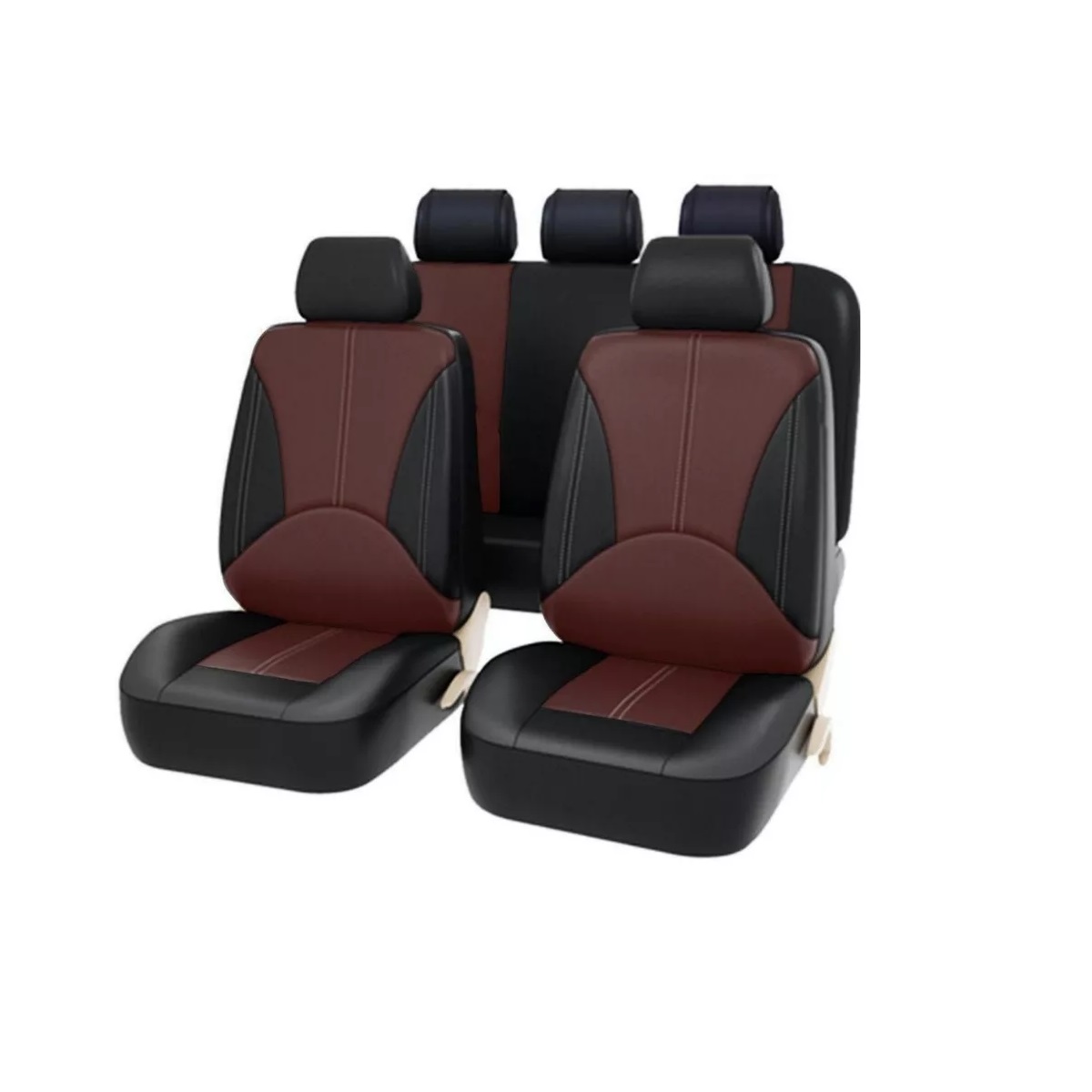 Cubre Asientos Cuero Empalme Respirable Universal9pzs Marron/Negro