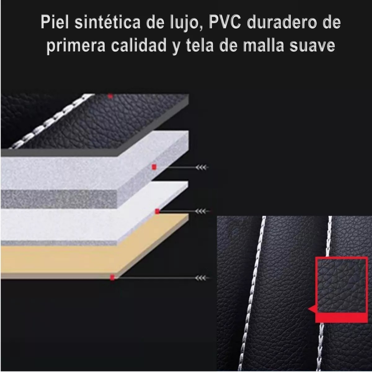 Cubre Asientos Cuero Empalme Respirable Universal9pzs Marron/Negro