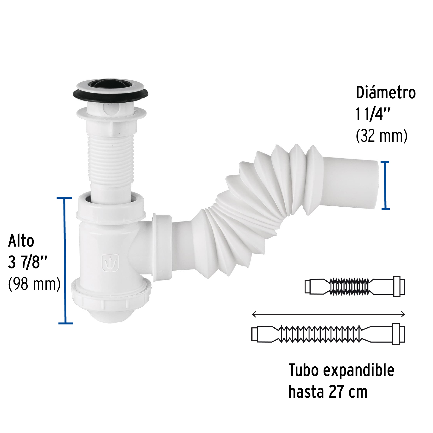 CÉSPOL DE BOTE P/LAVABO CON CONTRA, POLIETILENO, 1-1/4" FOSET 49366