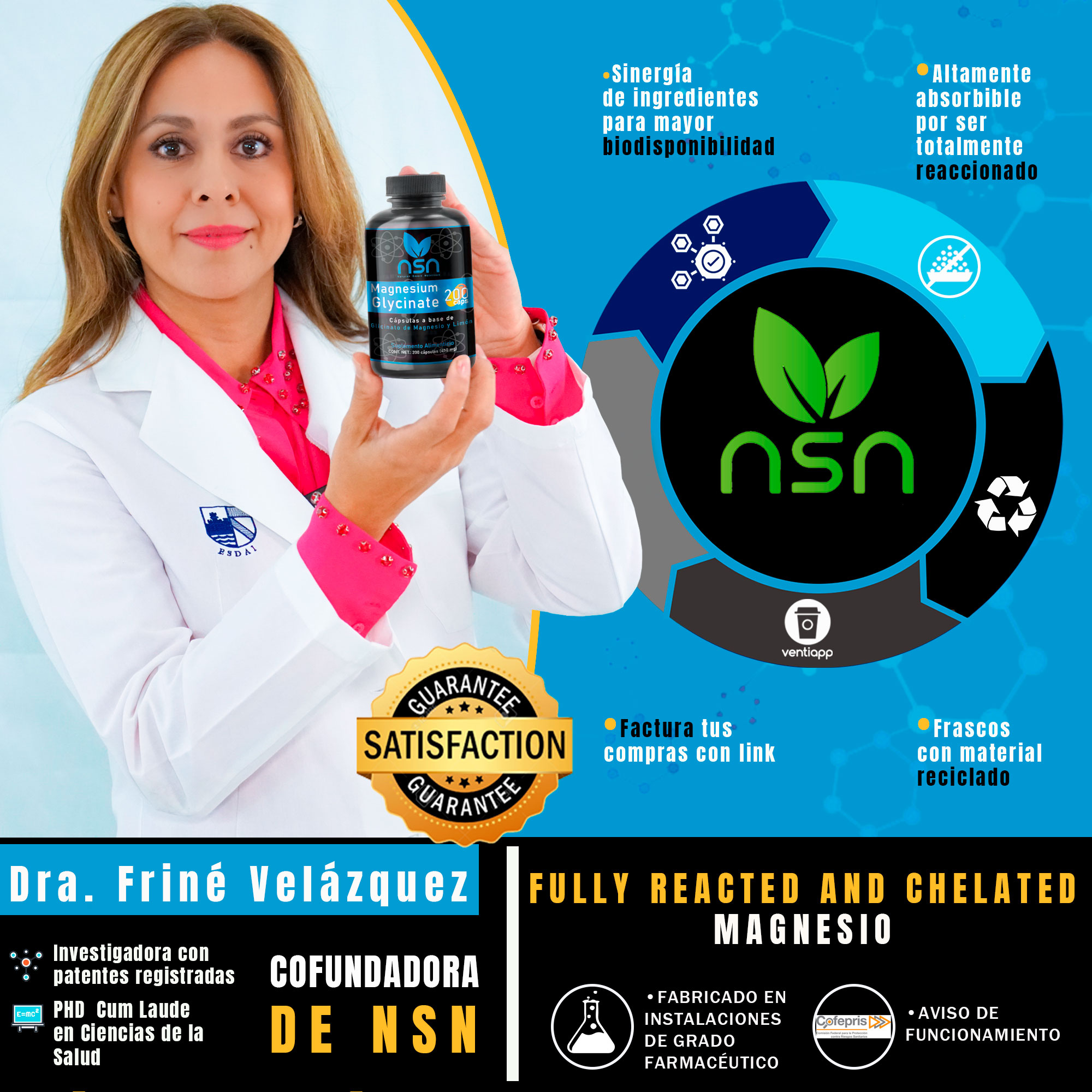 Glicinato de Magnesio 200 capsulas