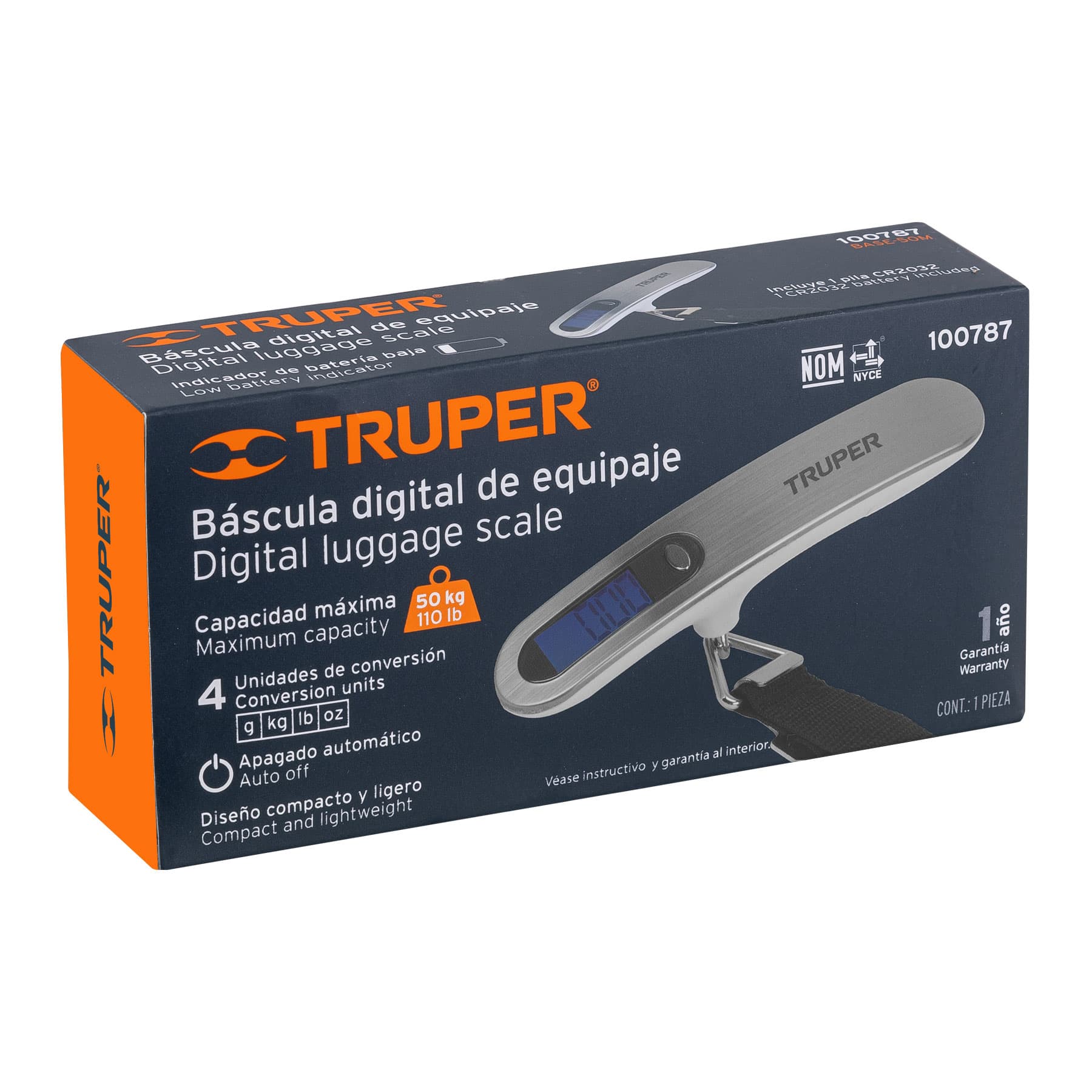 BÁSCULA ELECTRÓNICA PARA EQUIPAJE 50 KG. TRUPER 100787