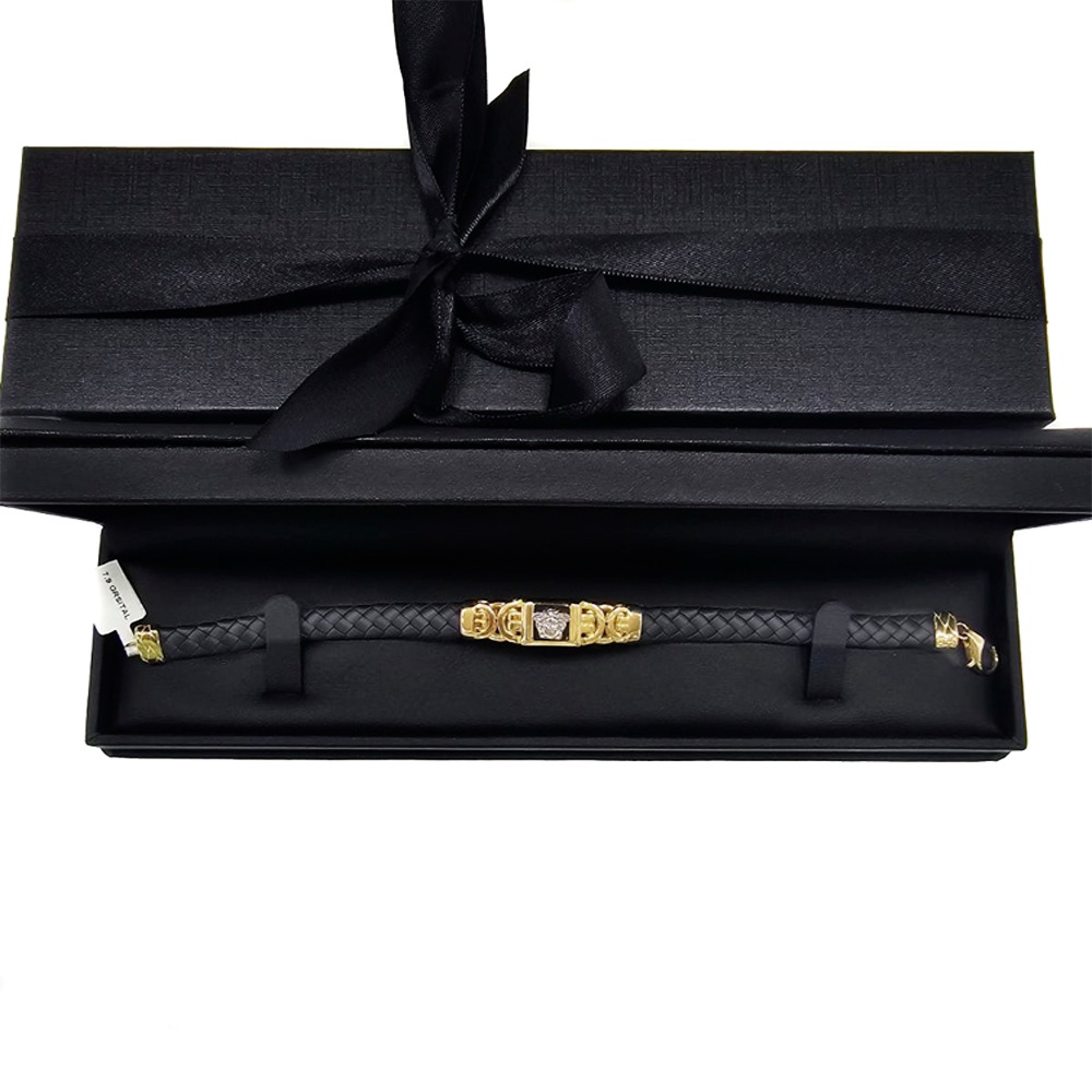 Pulsera De Medusa Caucho Con Oro De 10k Importada