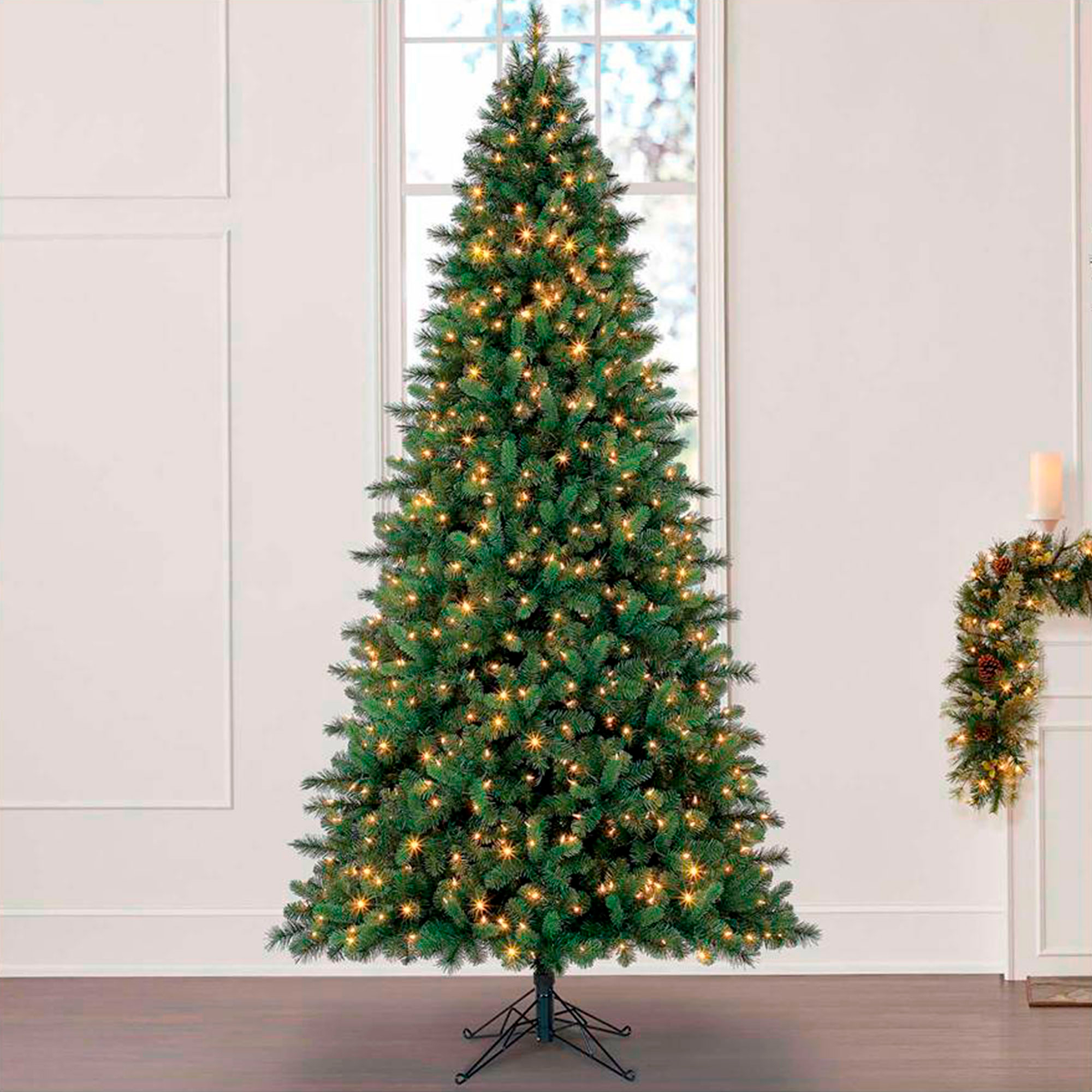 Árbol de Navidad artificial Elegance, de 2.74 m de alto, incluye luces LED