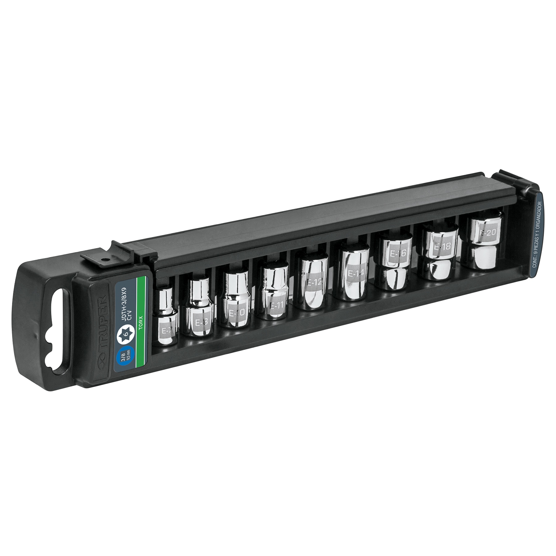 JUEGO DE 9 DADOS CUADRO 3/8" TORX, TRUPER 10025