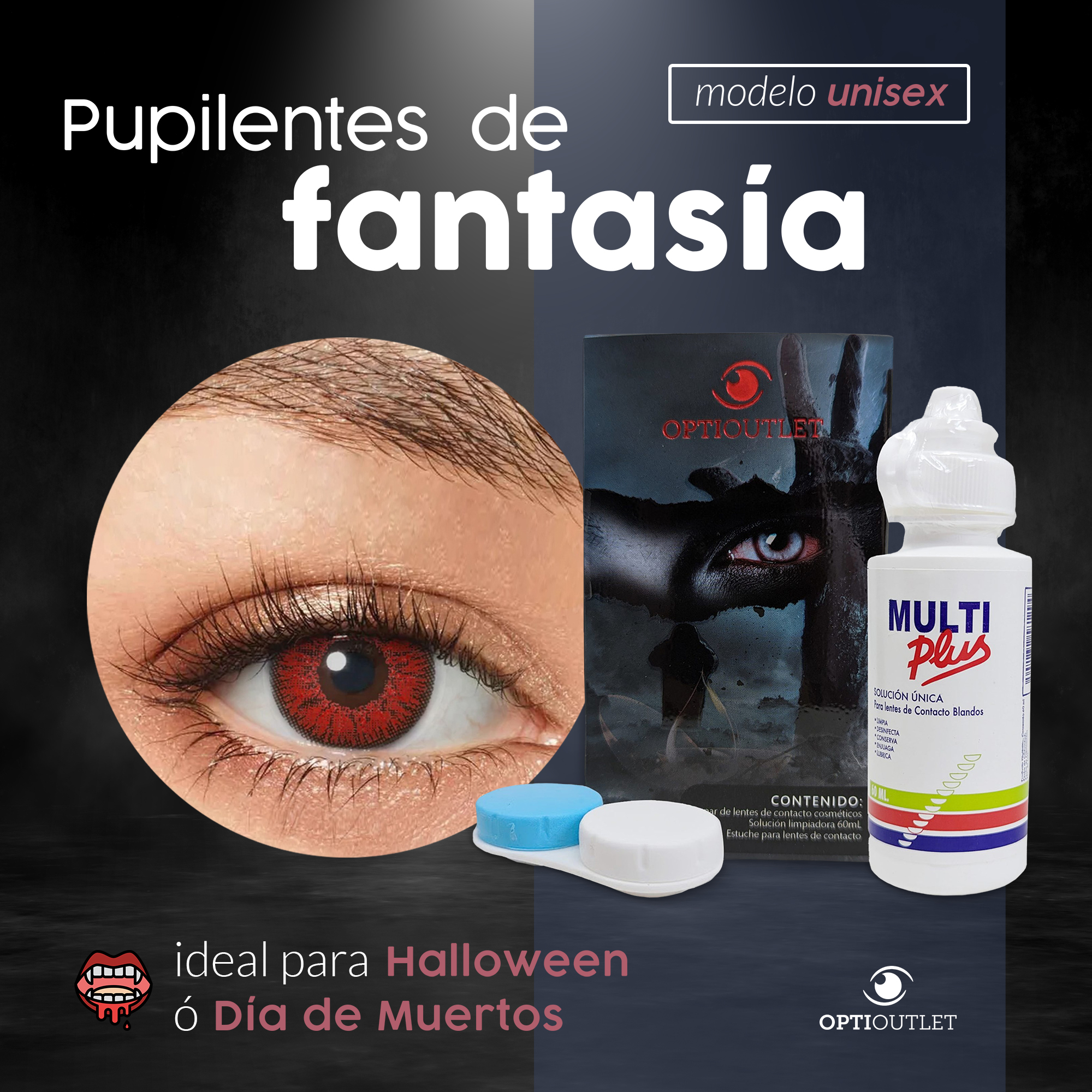 Pupilentes - Lentes de Contacto de Color Fantasía para Maquillaje y Disfraces de Halloween | Disfraz Halloween - Rojo Crepusculo