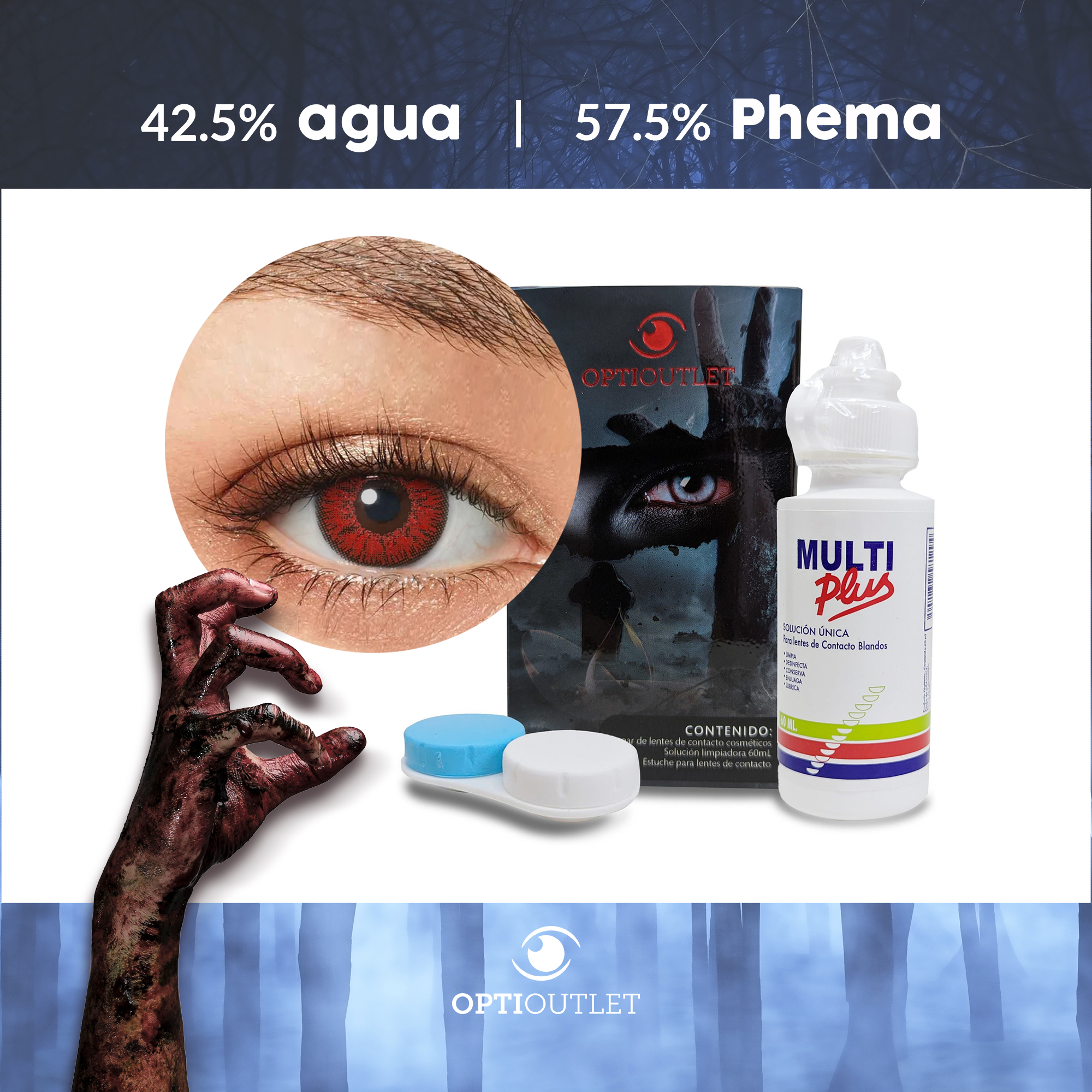 Pupilentes - Lentes de Contacto de Color Fantasía para Maquillaje y Disfraces de Halloween | Disfraz Halloween - Rojo Crepusculo