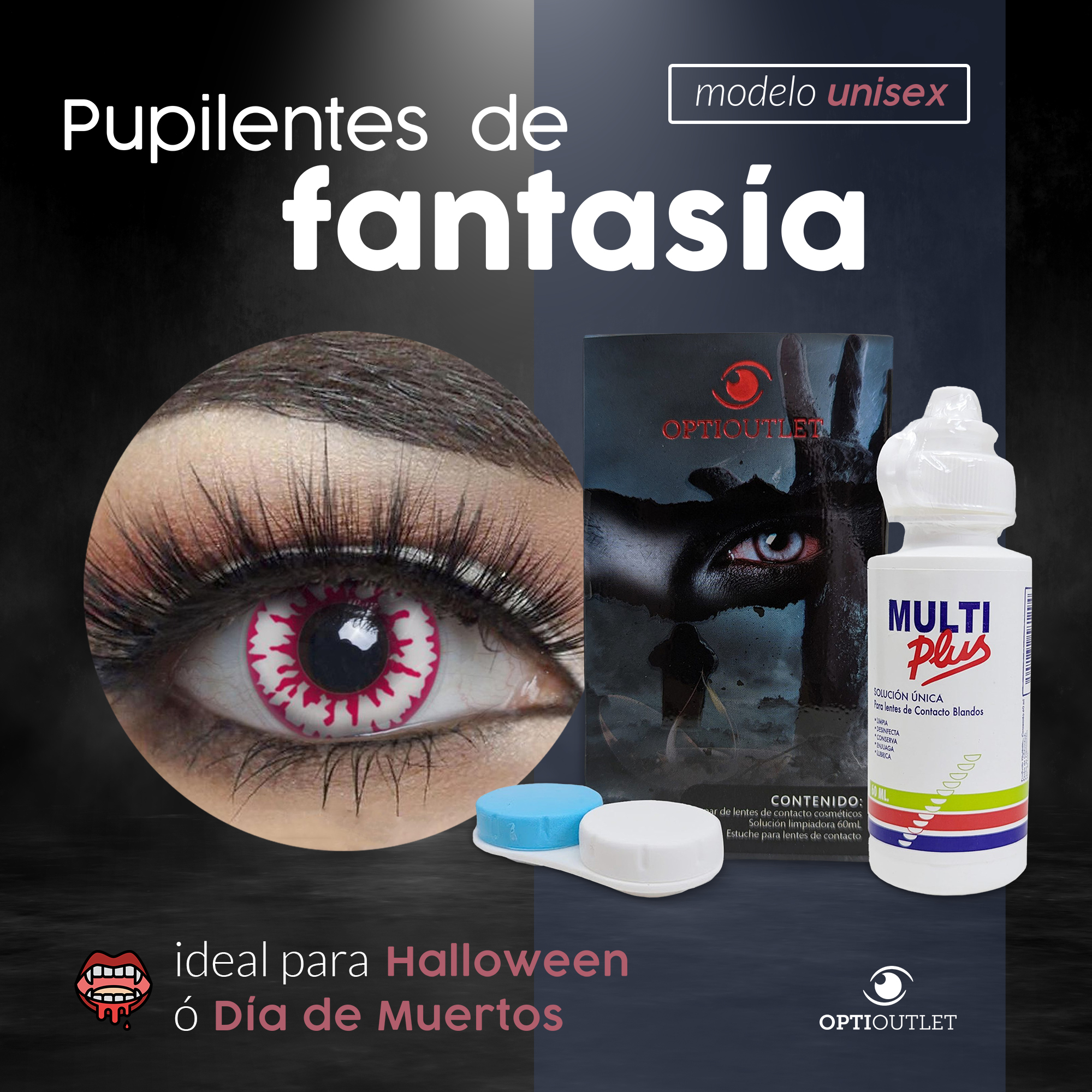 Pupilentes - Lentes de Contacto de Color Fantasía para Maquillaje y Disfraces de Halloween | Disfraz Halloween - Vampiro Sangre