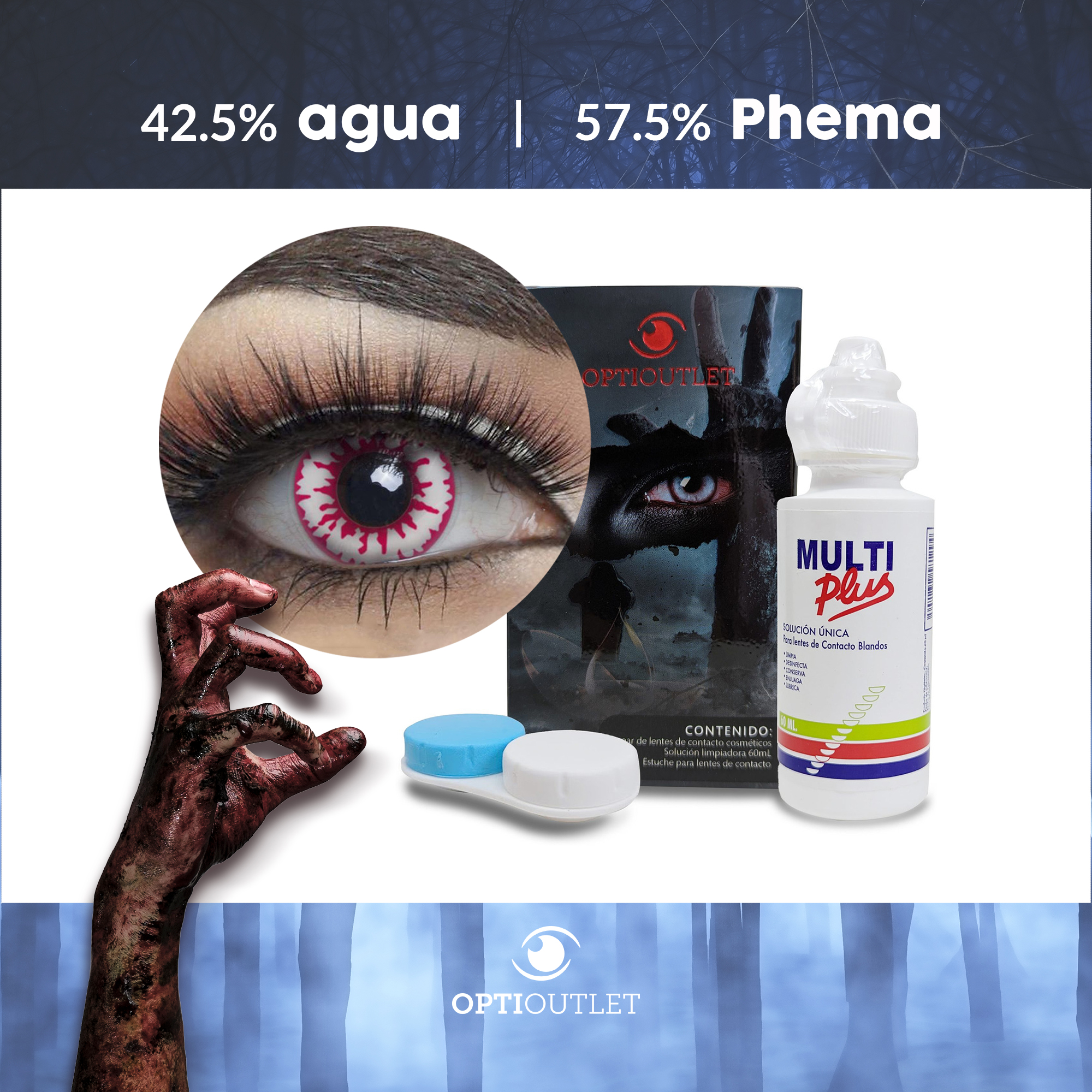 Pupilentes - Lentes de Contacto de Color Fantasía para Maquillaje y Disfraces de Halloween | Disfraz Halloween - Vampiro Sangre