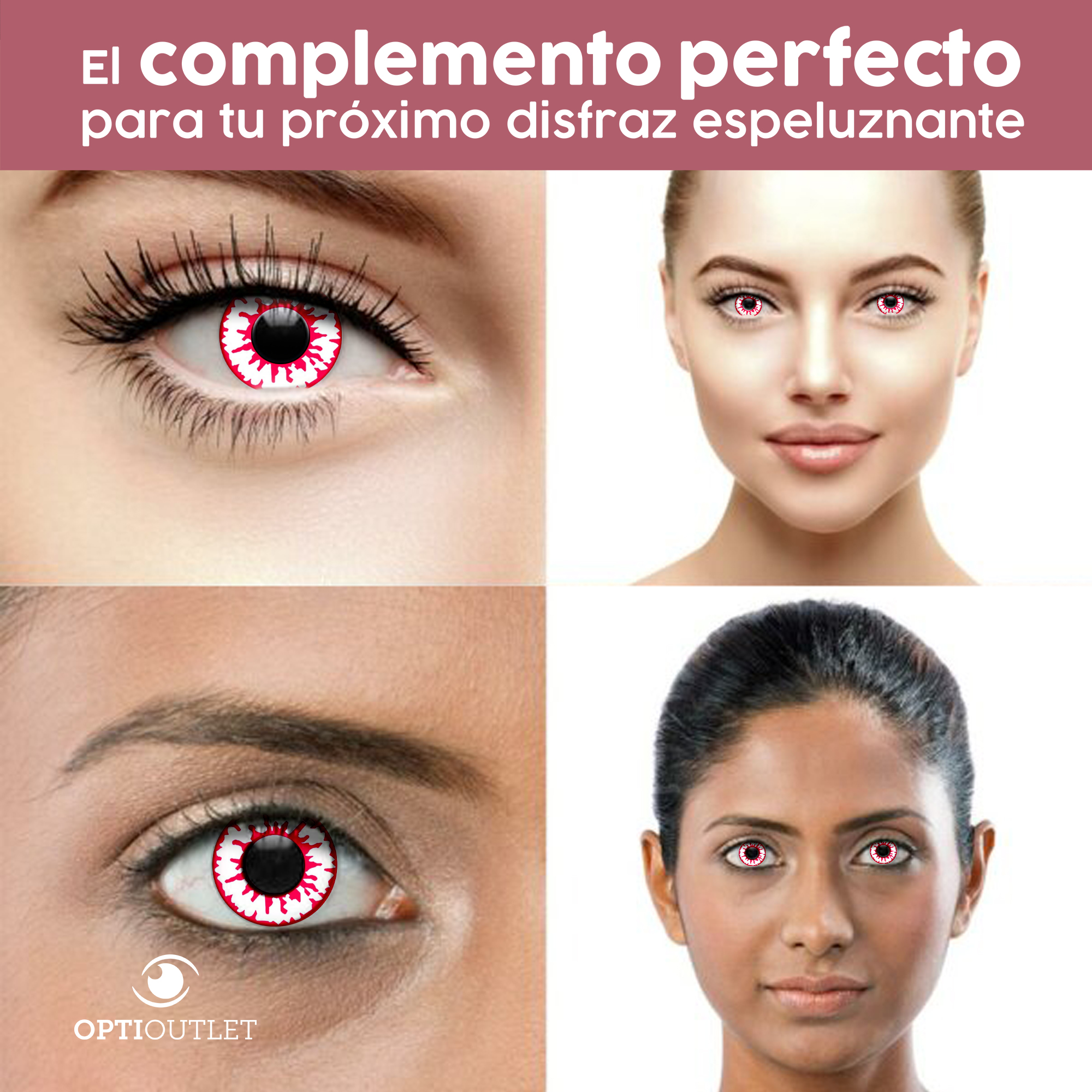 Pupilentes - Lentes de Contacto de Color Fantasía para Maquillaje y Disfraces de Halloween | Disfraz Halloween - Vampiro Sangre