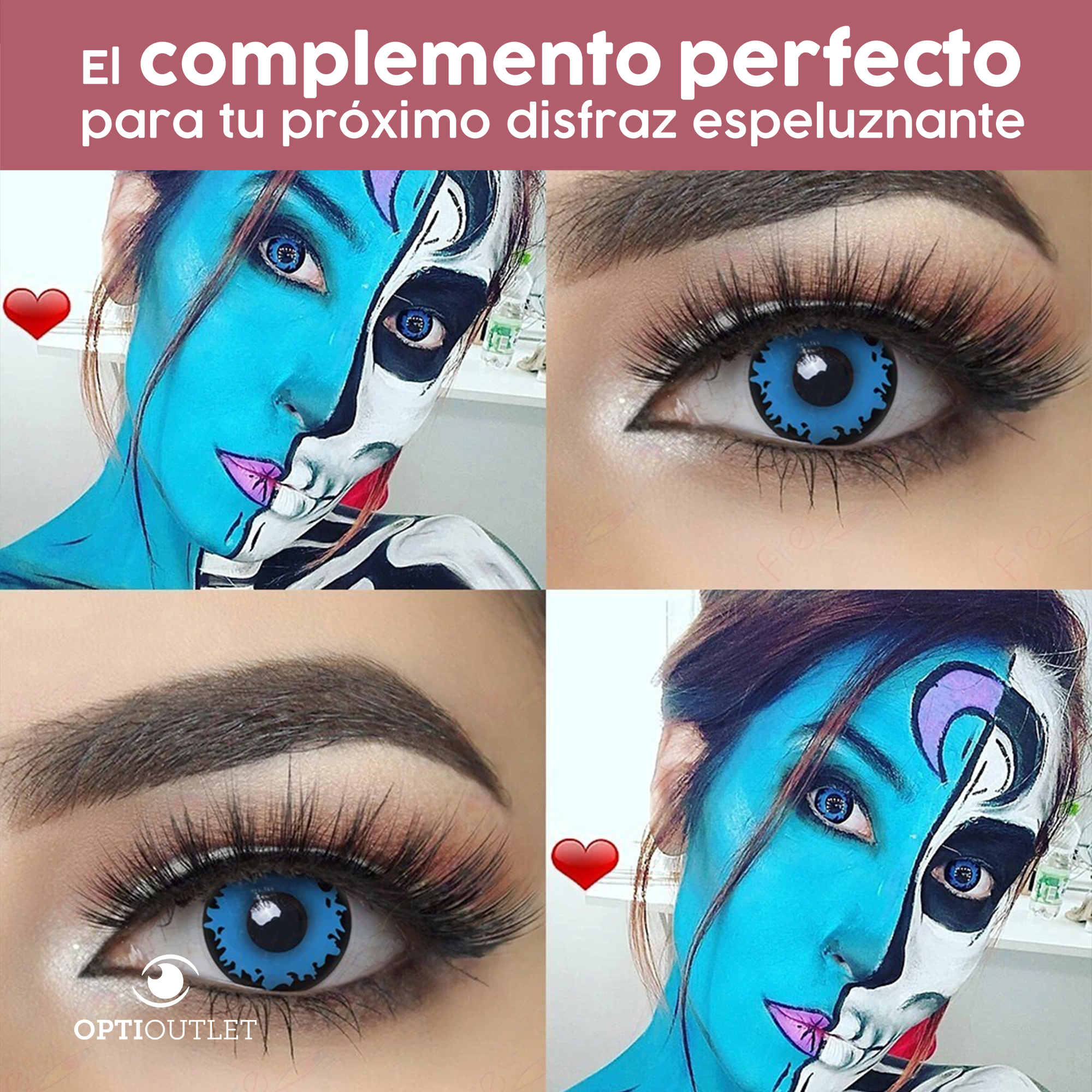 Pupilentes - Lentes de Contacto de Color Fantasía para Maquillaje y Disfraces de Halloween | Disfraz Halloween - Azul Vampiro