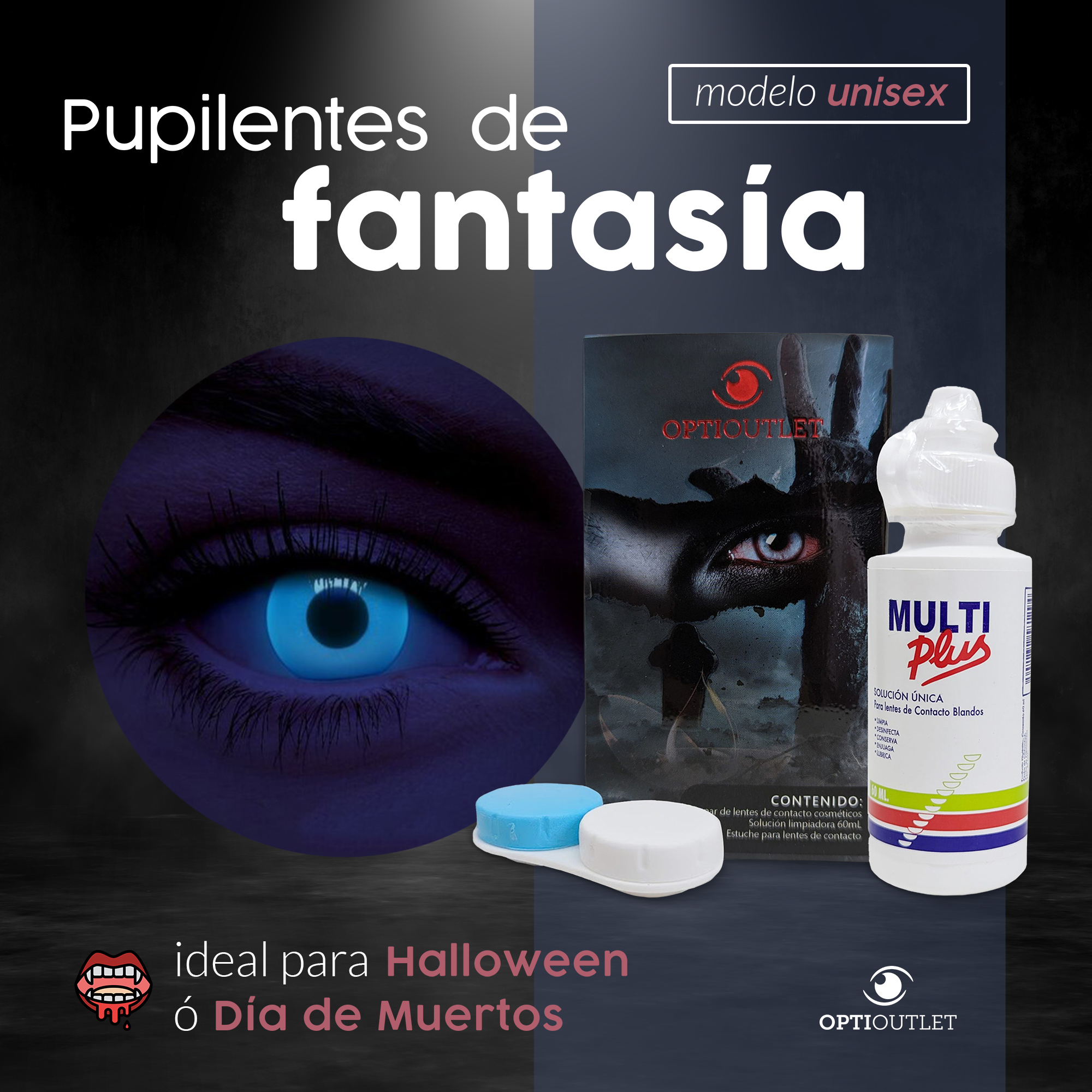Pupilentes - Lentes de Contacto de Color Fantasía para Maquillaje y Disfraces de Halloween | Disfraz Halloween - Azul UV