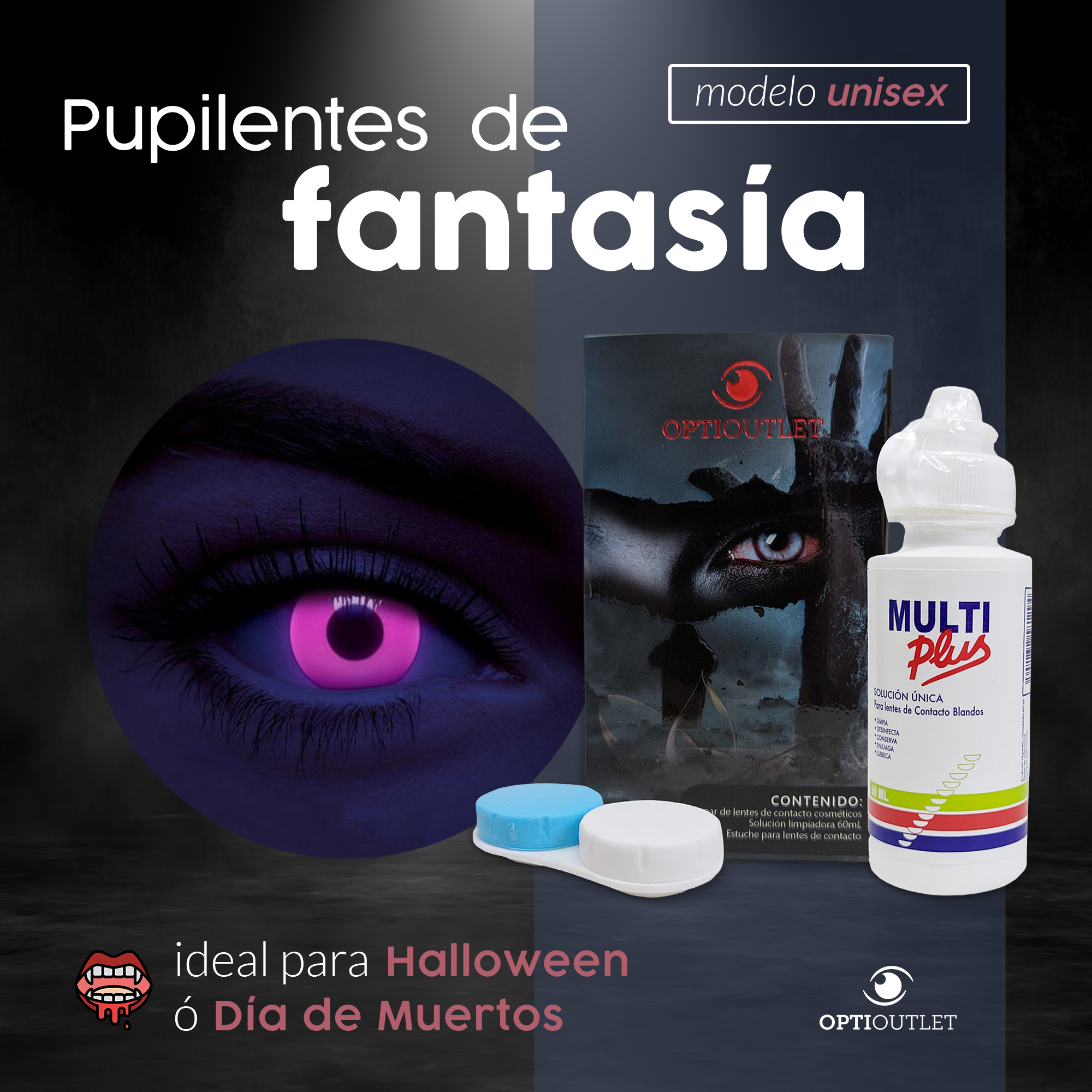 Pupilentes - Lentes de Contacto de Color Fantasía para Maquillaje y Disfraces de Halloween | Disfraz Halloween - Rosa UV