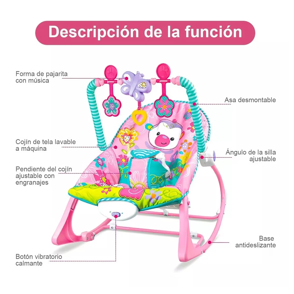 Silla Para Bebe Bouncer Mecedora Infant to Toddler Rocker Changuito Rosa.