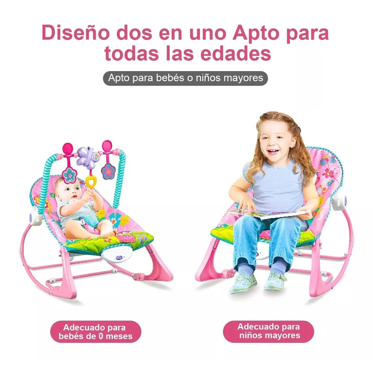 Silla Para Bebe Bouncer Mecedora Infant to Toddler Rocker Changuito Rosa.