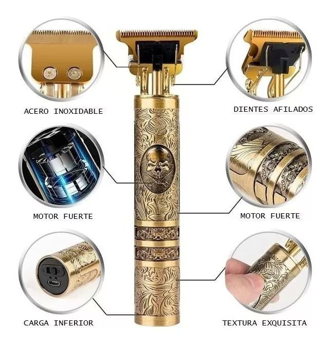 Rasuradora De Cabello Cortadora perfiladora Craneo Máquina Recargable Usb Profesional Para Hombre de Alta Potencia Impermeable 