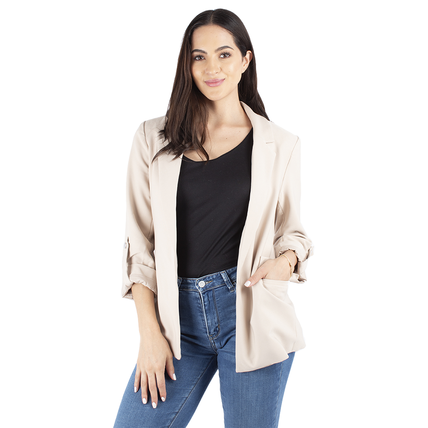 Blazer manga 3/4 con bolsillos 