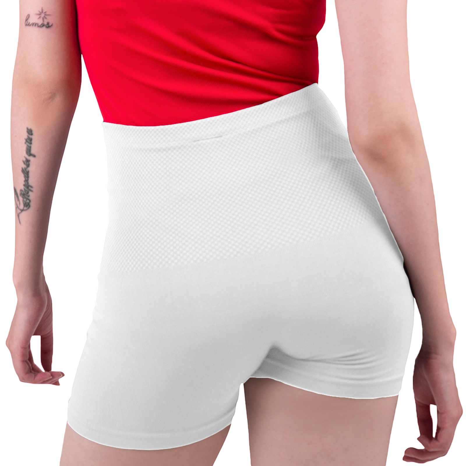Short Licra Mujer, Blanco, Cintura Alta, Unitalla, Deportivo, Dama, Atlético, Boxer, Entrenamiento, Pantalones Cortos, Biker.