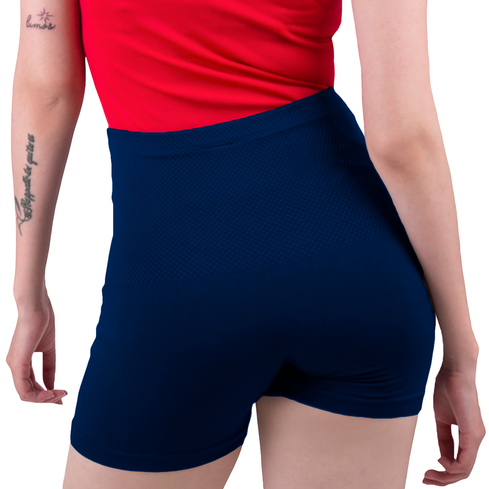 Short Licra Azul Marino Cintura Alta, Unitalla Deportivo, Mujer Dama, Atlético, Boxer, Pantalones Cortos, Entrenamiento, Uso Diario
