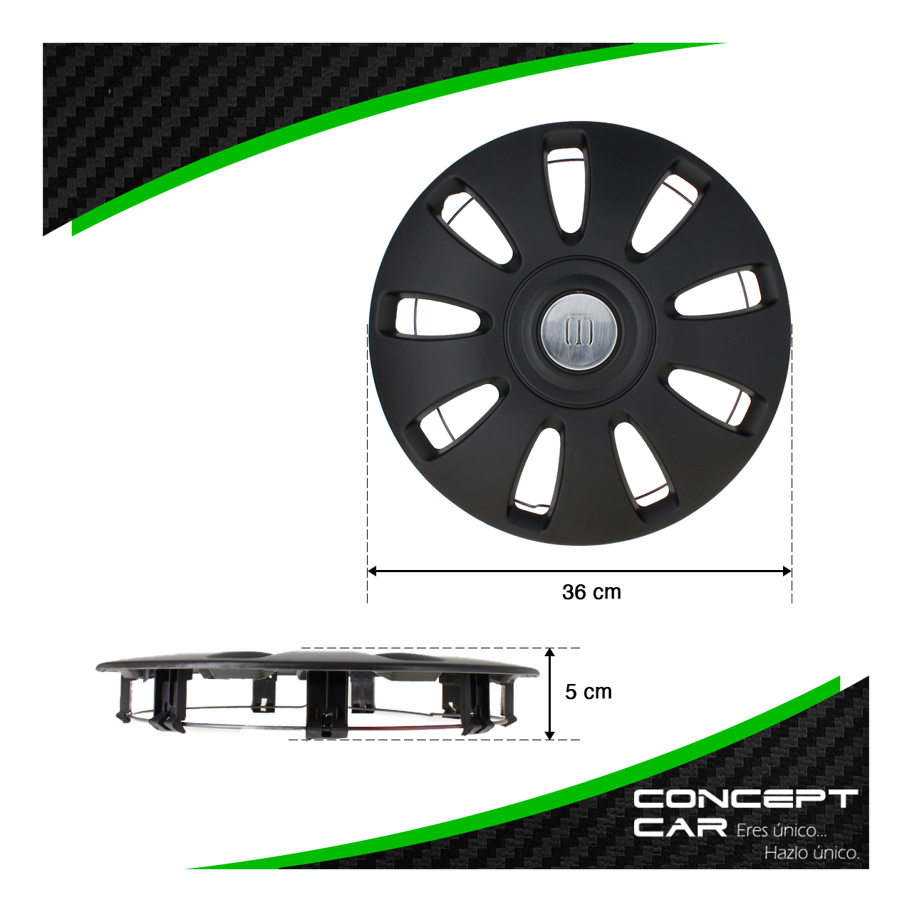Juego 4 Tapones De Rin 13 Pulgadas Abs Negro Mate Universal
