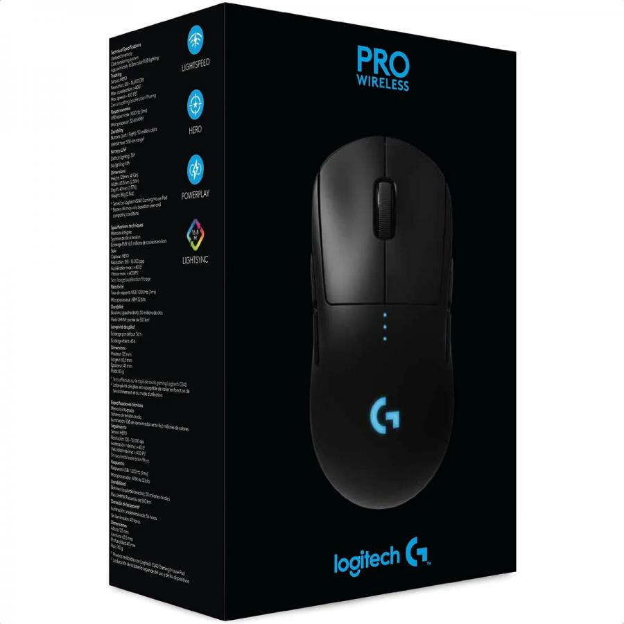 Mouse Logitech G PRO Wireless RGB LIGHTSPEED HERO Optico USB Gamer 910-005271