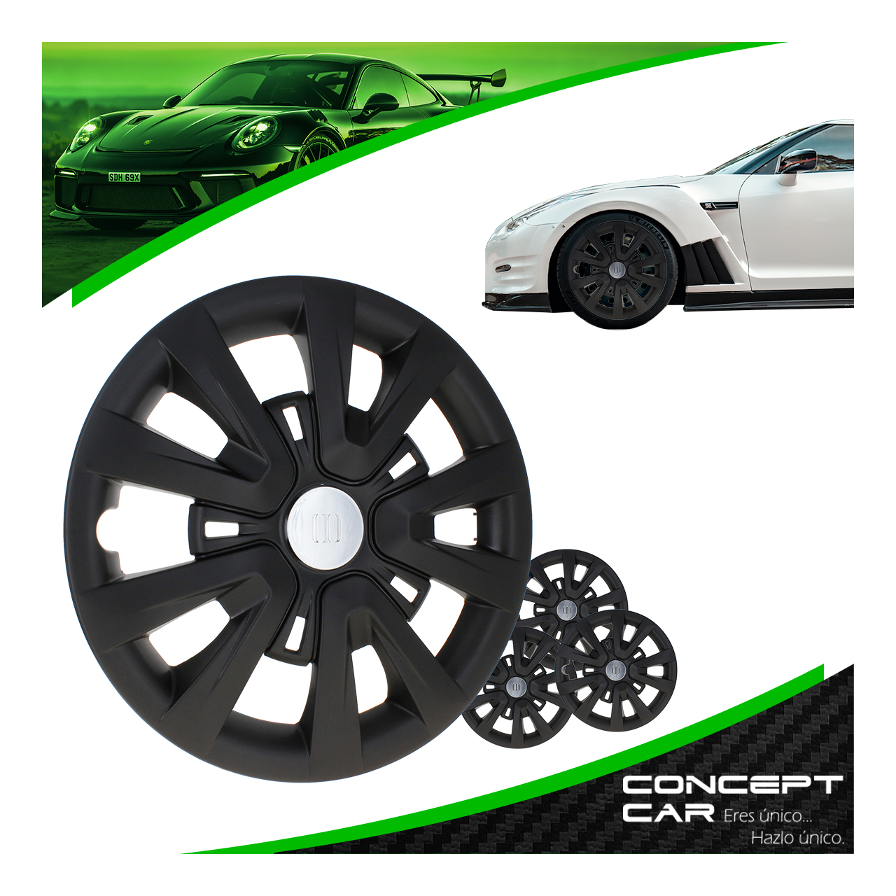 Juego 4 Tapones De Rin 14 Pulgadas Abs Negro Mate Aveo