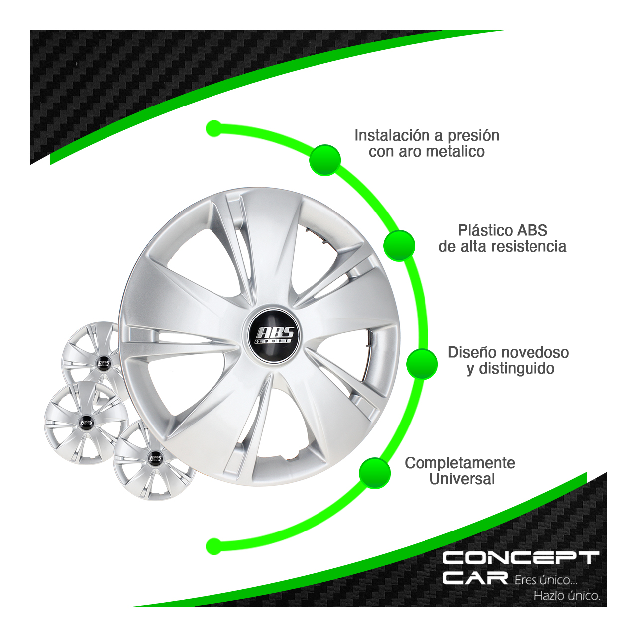 Juego 4 Tapones De Rin 14 Pulgadas Abs Tipo Nissan March