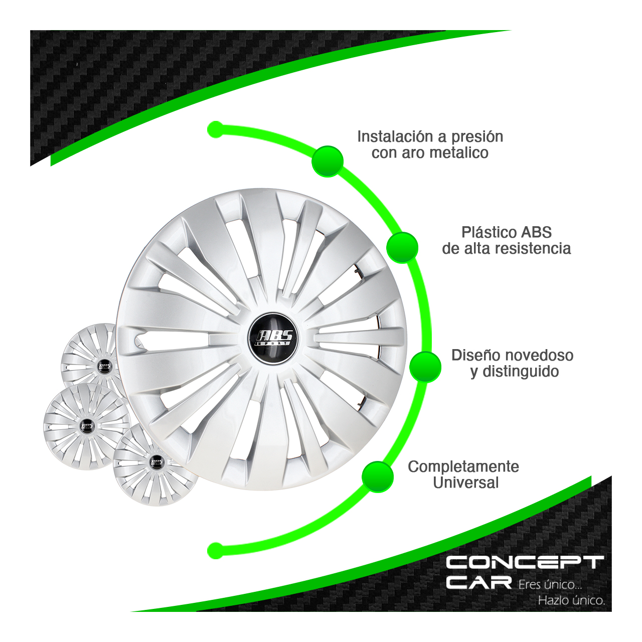 Juego 4 Tapones De Rin 15 Pulgadas Abs Tipo Suzuki Gris