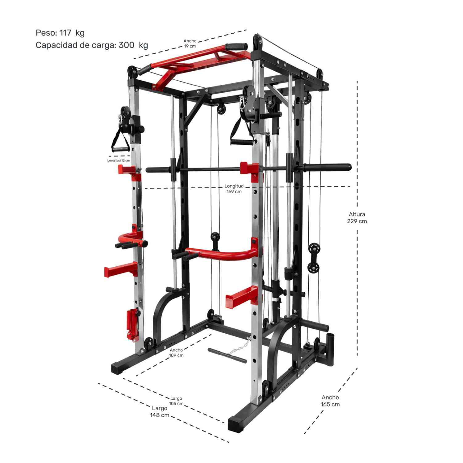 Jaula Smith Gimnasio Multifuncional Power Rack Poleas