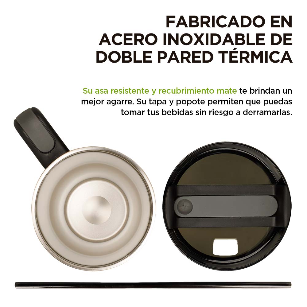 Termo para Agua y Café de Viaje Acero Inox. Doble Pared 1.2 Litros