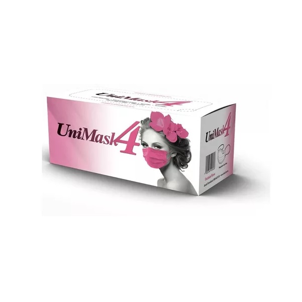 Cubrebocas Unimask 4 Capas Rosa 50pz