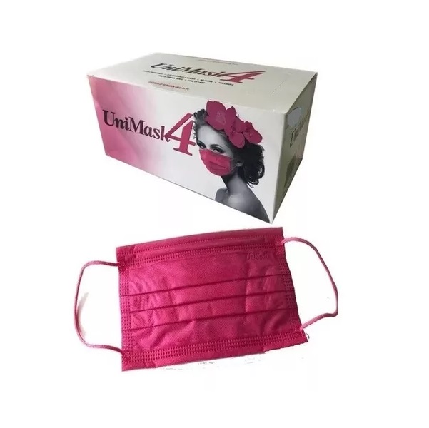 Cubrebocas Unimask 4 Capas Rosa 50pz
