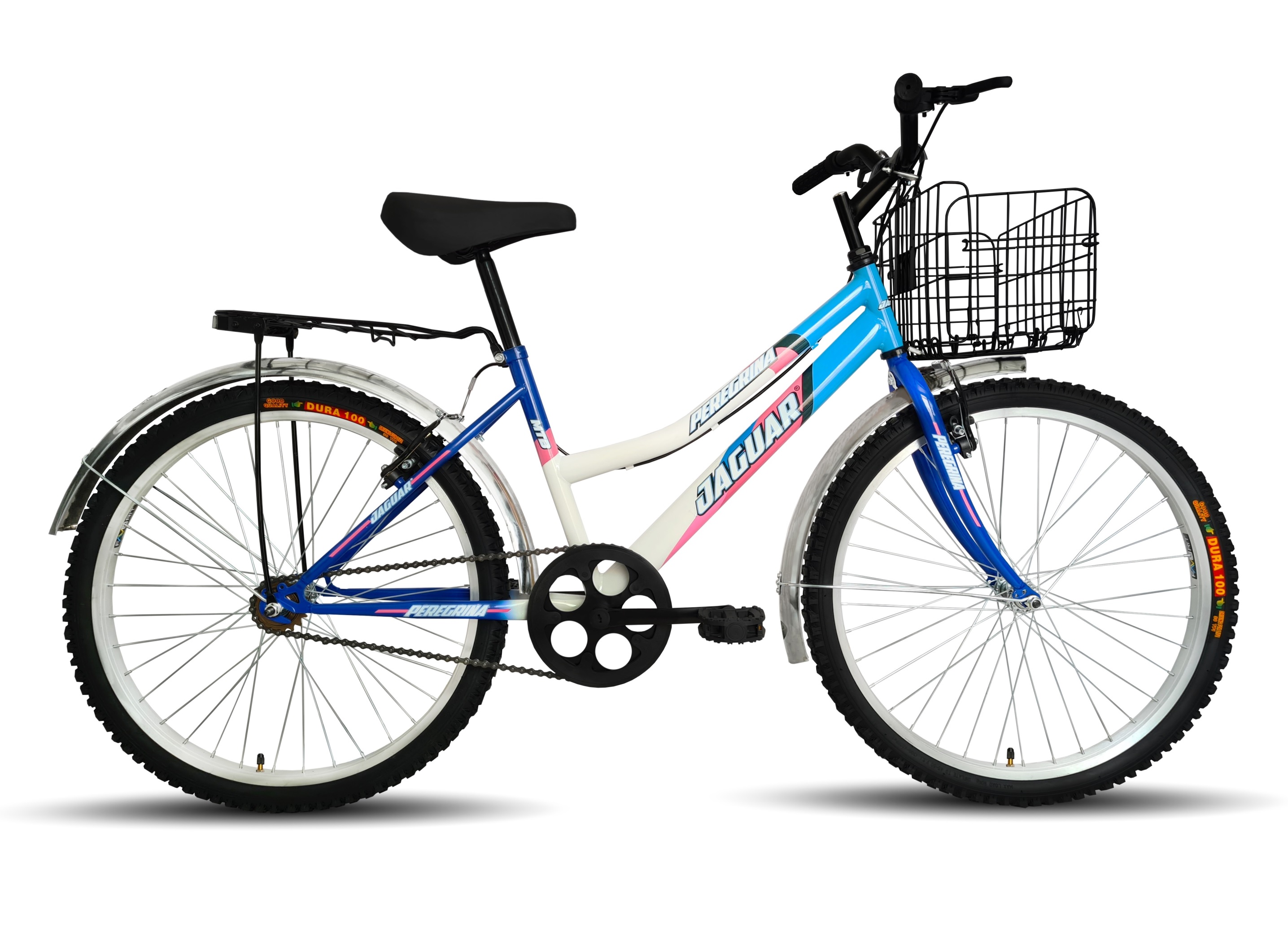 Bicicleta Peregrina Canasta Plegable Dama Rodada 26 Blanco/Azul