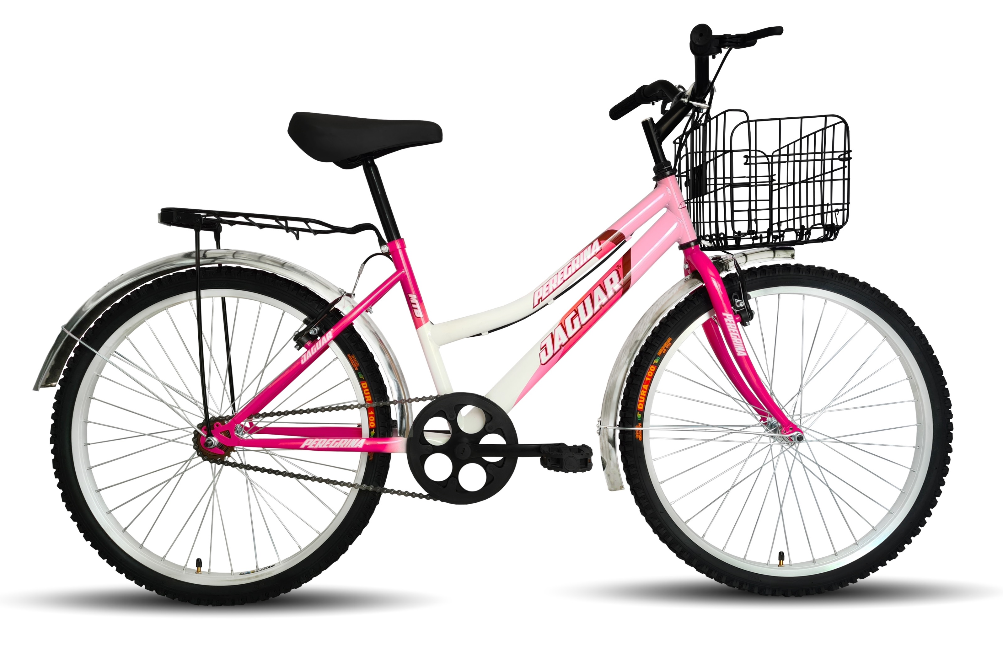 Bicicleta Peregrina Canasta Plegable Dama Rodada 26 Blanco/Rosa