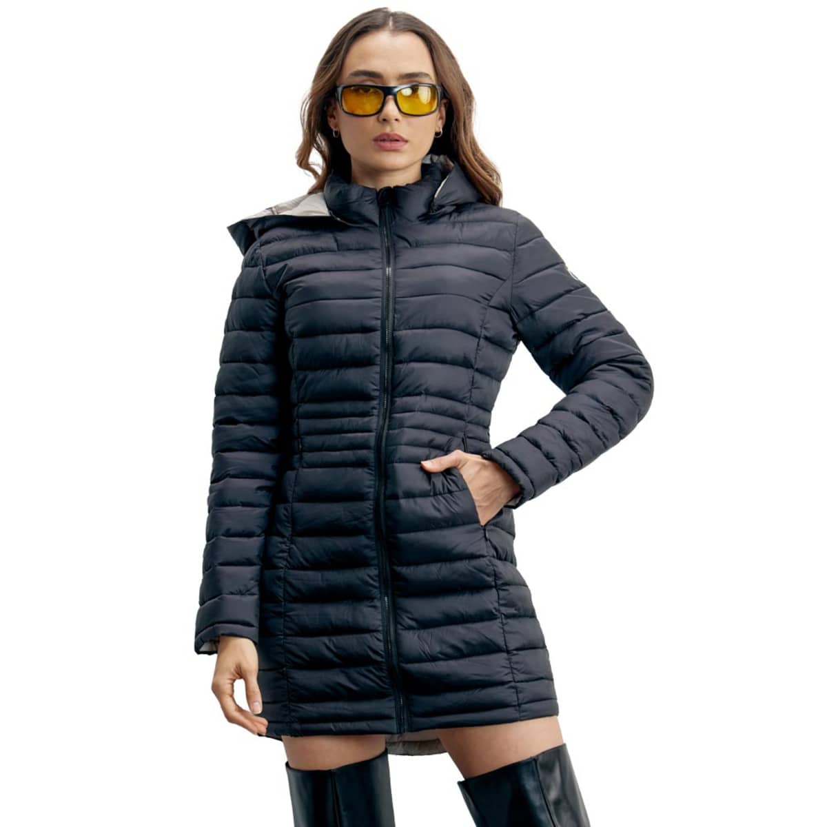 Chamarra de moda, larga y ligera color negro, para mujer, marca Holly Land, mod. 871805