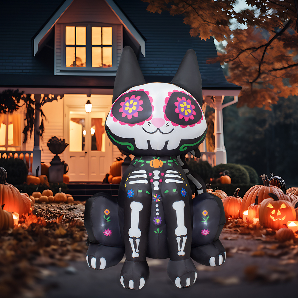 Inflables De Halloween en Forma de Gato Catrin 1.80cm, Grande con Luces LED