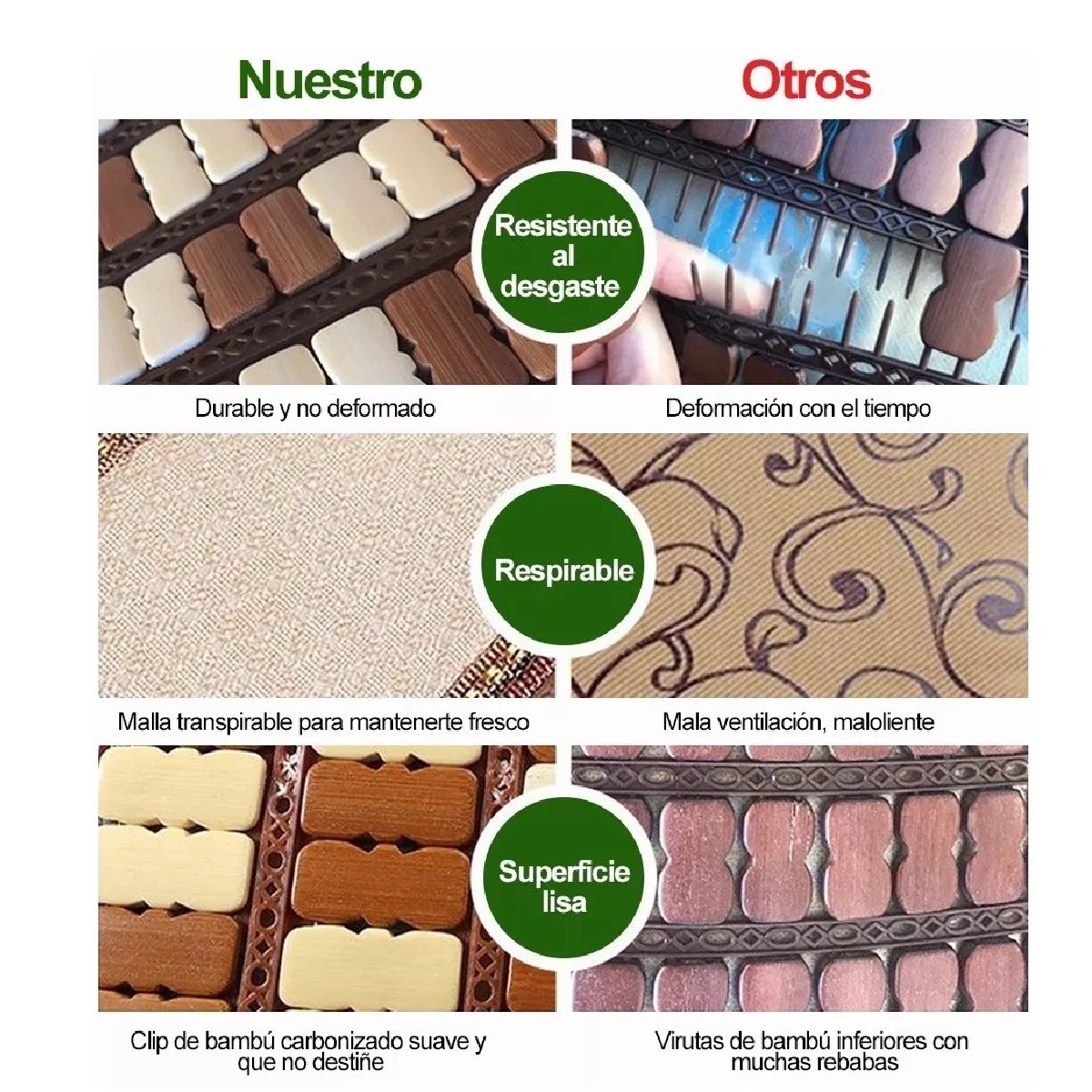 Funda De Asiento Cojín De Bambú Para Auto Universal 2 Pzs