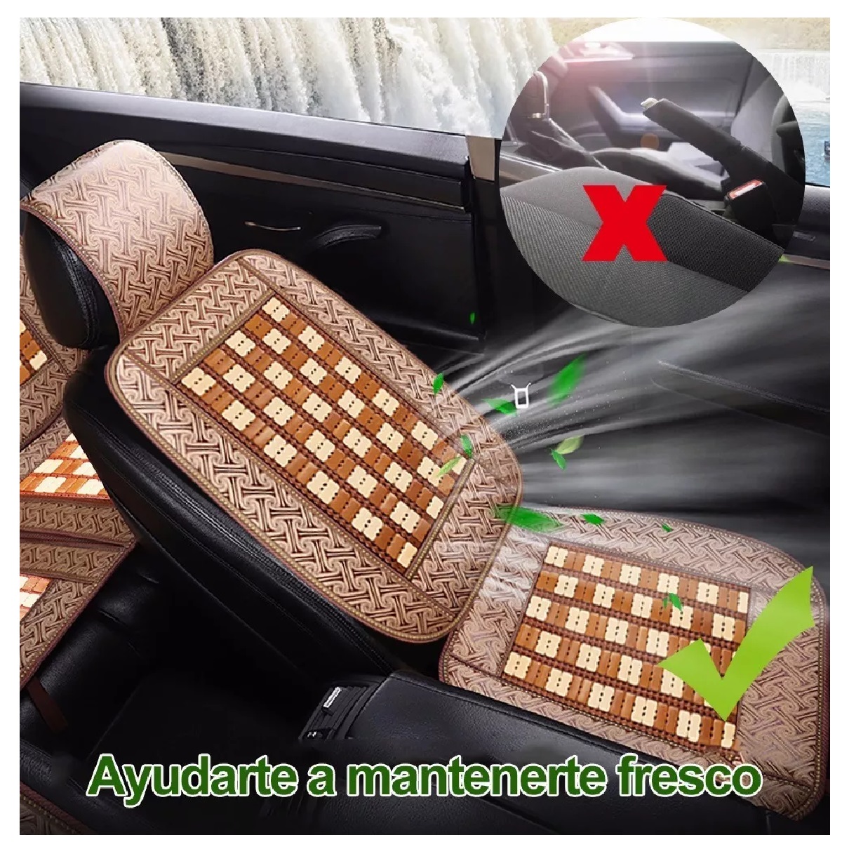 Funda De Asiento Cojín De Bambú Para Auto Universal 2 Pzs