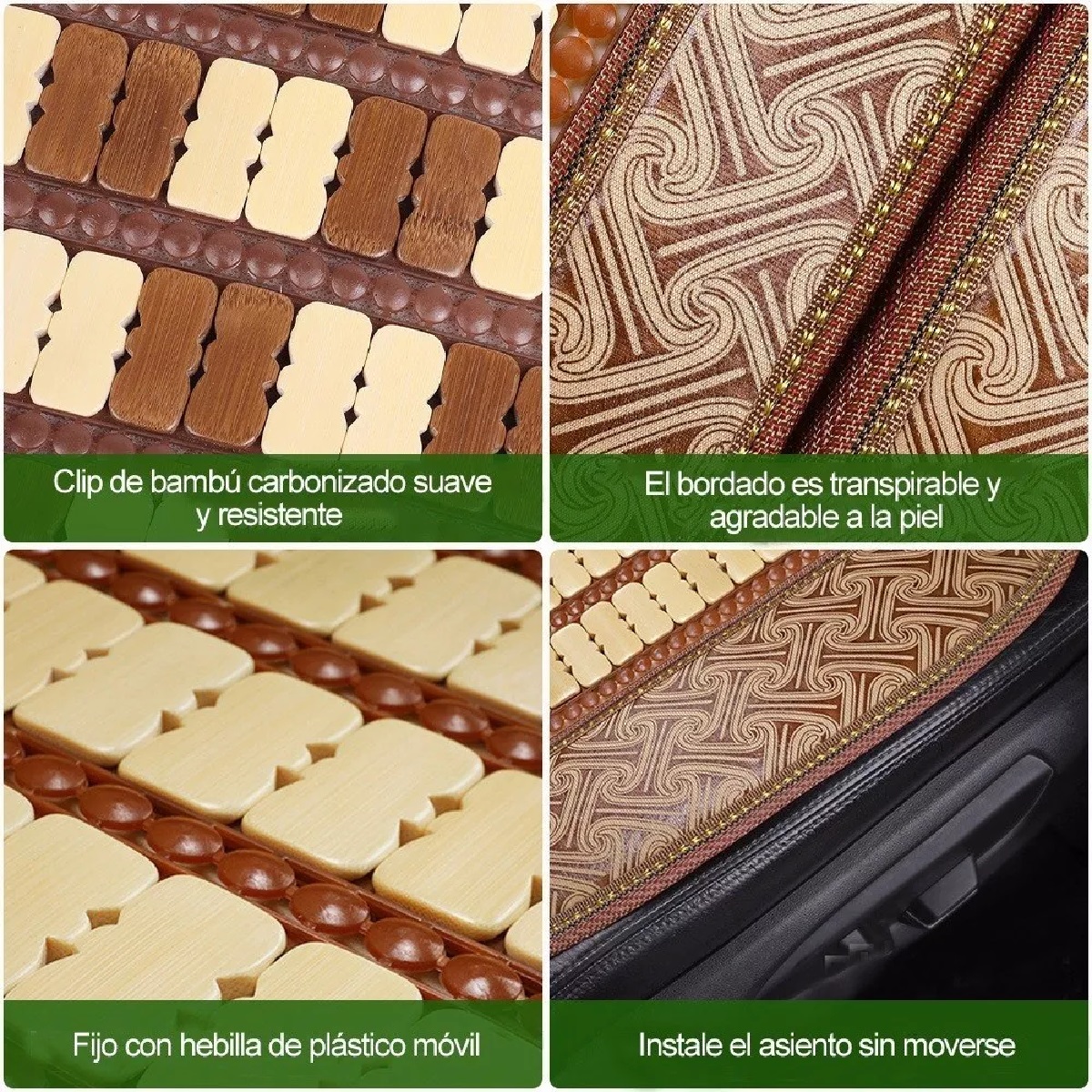 Funda De Asiento Cojín De Bambú Para Auto Universal 2 Pzs