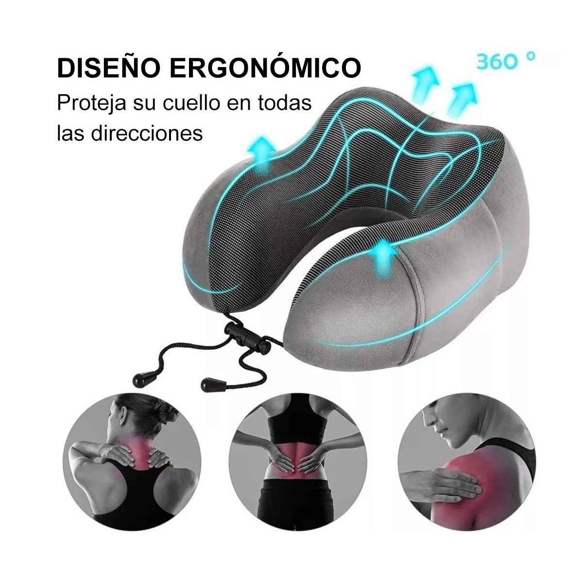 Cómodo Almohada De Viaje Espuma De Memoria Cojín Para Cuello